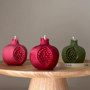 Pomegranate Shaped Candle| Fruit Candle| Scented Candle| Soy Wax Candle| Vegan Candle| Pillar Candles| Minimalist Decor| Housewarming Gift
