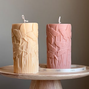 Large Butterfly Pillar Candle | Sculptural Pillar Candle | House Warming Gift| Custom Color Scent| Aesthetic Soy Candle|Minimal Home Decor