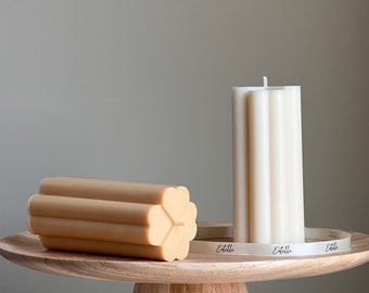 Lucky Leave Pillar Candle | Sculptural Pillar Candle | Tall Candle| Custom Color Scent| Aesthetic Soy Pillar Candle| Minimal Home Decoration