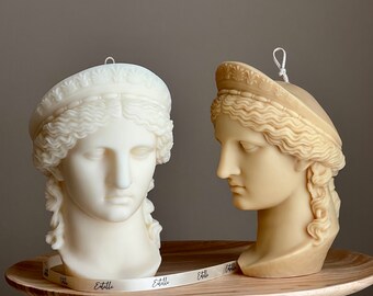 Hera Goddess Bust Candle: Sculptural Greek Statue Candle