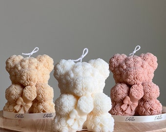 Teddy Bear Soy Wax Candle: Sculptural Bouquet Candle