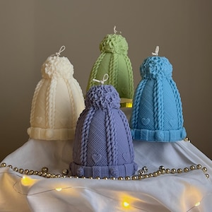 Hand-Poured Christmas Hat Candle: Festive Soy Wax Decor
