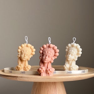 Petite bougie Lady| Bougie buste de femme | Bougie sculpturale en forme de cire de soja faite main | Décoration d&#39;intérieur esthétique| Bougie statue| Cadeau unique