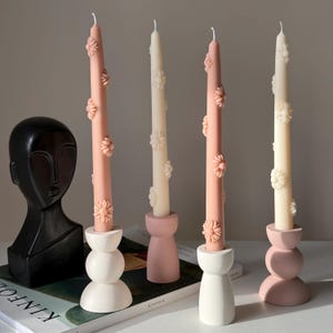 Handmade Flower Soy Wax Taper Candle: Decorative Dinner Candle