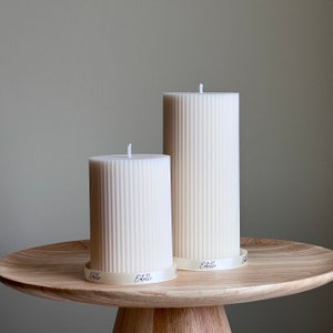 Ribbed Pillar Candle Set | Soy Wax Candle | Decorative Candle | Aesthetic Candle | Shaped White Candle | Unscented Candles| Unique Candle