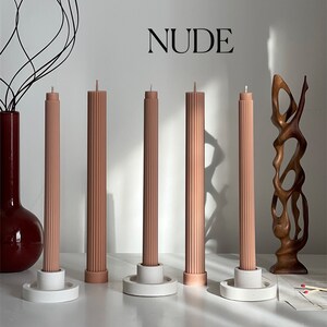 Ribbed Taper Candle | Soy Wax Candle | Decorative Candle | Handmade Gift | Pillar Candle ...