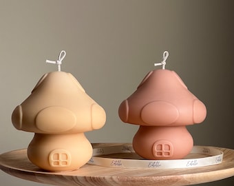 Handmade Mushroom House Candle | Sculptural Soy Pillar