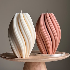 Enorme hoge wervelingskaars | Decoratieve kaars ongeparfumeerd | Pijler sojawaskaars | Esthetische interieurdecoratie | Cadeau voor haar| Unieke kaars