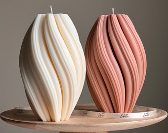 Huge Tall Swirl Candle | Unscented Decorative Candle | Pillar Soy Wax Candle | Aesthetic Interior Decoration | Gift for Her| Unique Candle