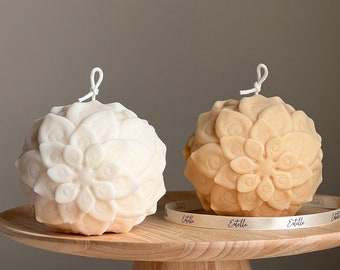 Huge Lotus Flower Ball Candle | Soy Wax Candle | Decorative Handmade Candle |Aesthetic Candle|Shaped Candle|Unscented Candles| Unique Candle