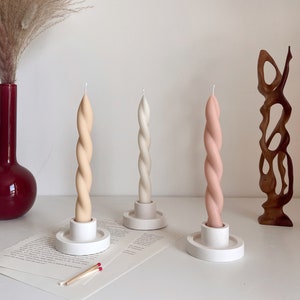 Short Twisted Taper Candle| Twisted Pillar Candle| Shaped Candle| Twisted Candle| Handmade Decor|Dinner Candle| Pastel Candle|Soy wax candle