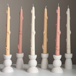 Handmade Starfish Soy Wax Taper Candle: Coastal Decor