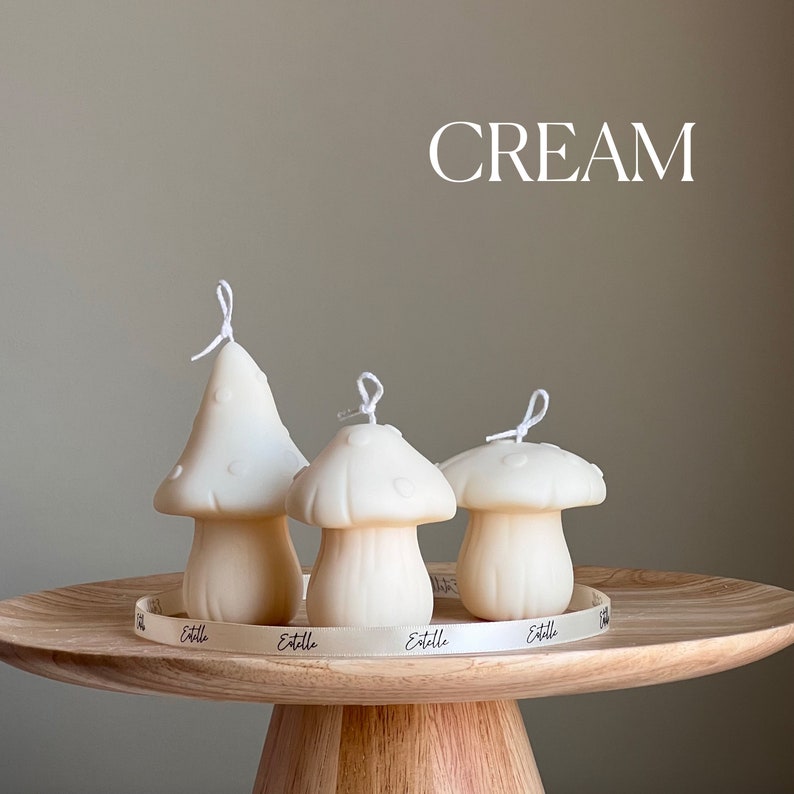 Cute Mushrooms Candle Set Cute Gift Cool Candle Soy Wax Candle Nursery Decor Homemade Candle Natural Candles Gift for HerUnique gift Cream