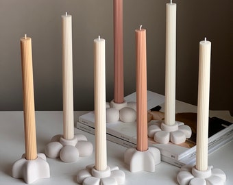 Ribbed Taper Candle | Soy Wax Candle | Decorative Candle | Handmade Gift | Pillar Candle | Unscented Candles | Table Candle | Shaped Pillars
