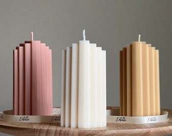 Geometric Soy Pillar Candle: Sculptural Home Decor