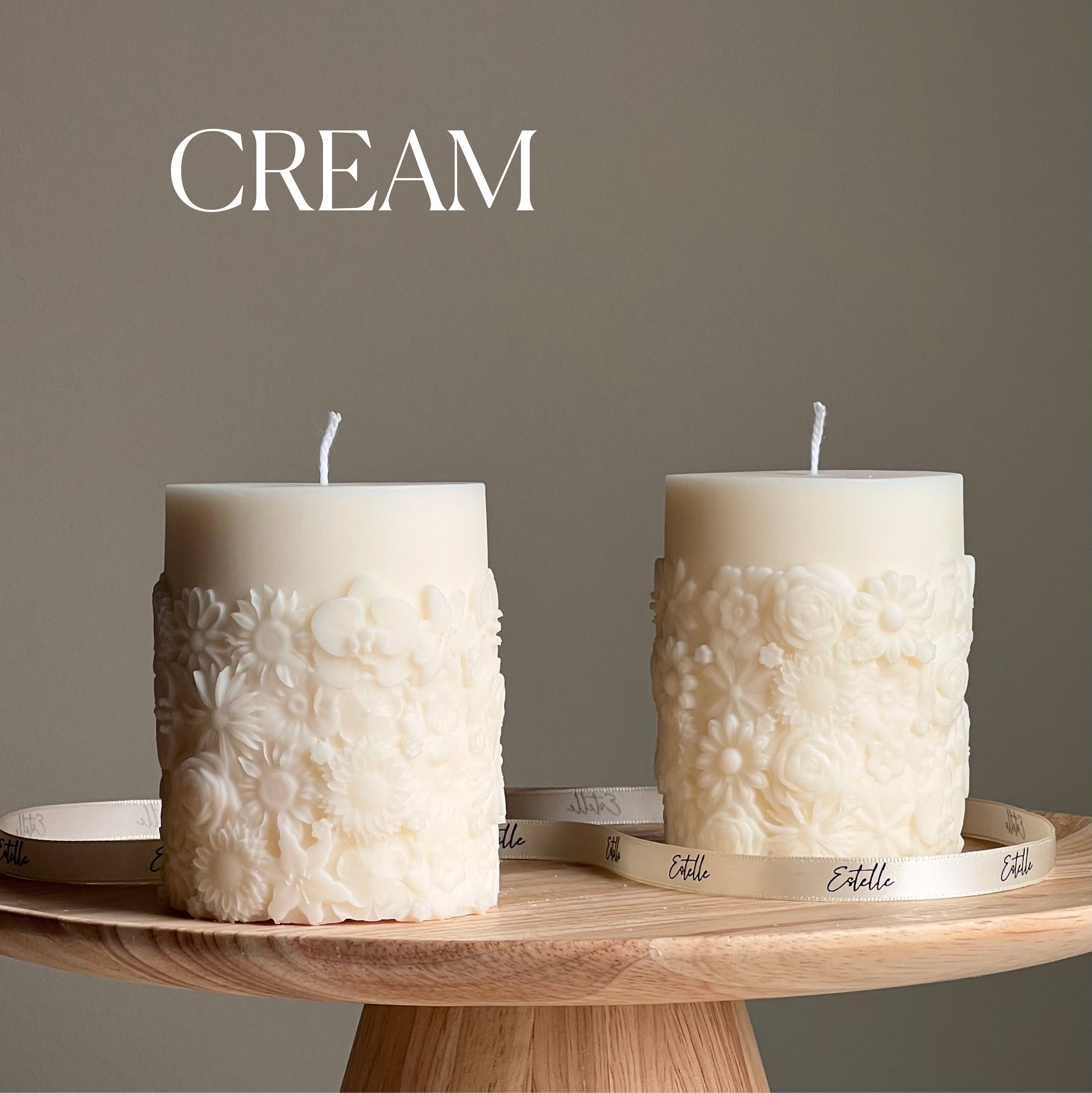 Flower Pillar Candle Sculptural Pillar Candle House Etsy