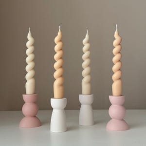 Handmade Spiral Soy Wax Taper Candle: Decorative Centerpiece