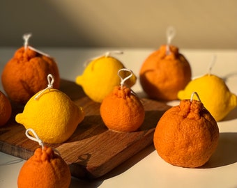 Lemon Shaped Soy Wax Candle: Vegan Minimalist Decor