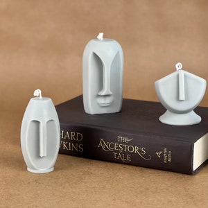 Statue Face Sculptural Candle Set Shaped Pillar Soy Wax Candle Decorative Candle Aesthetic Candle Unusual Gift Unscented Candles image 2