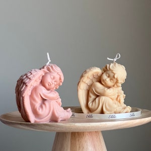 Bougie d’ange mignonne | Bougie mignonne de bébé | Bougie sculpturale de cire de soja de pilier| Dame Bougie| Décoration esthétique| Bougie de statue| Bougie unique