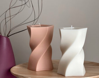 Unique Design Wavy Tall Pillar Candle | Soy Wax Candle | Decorative Candle| Aesthetic Decor| Shaped Candle| Unscented Candles| Unique Candle