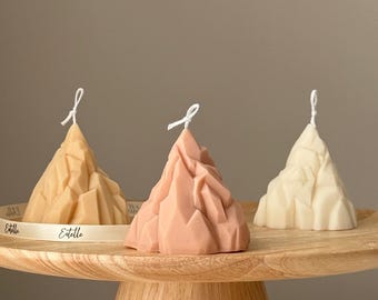 Hand Poured Soy Mountain Candle: Sculptural Home Decor