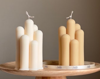 Handmade Irregular Pillar Candle: Geometric Soy Wax Home Decor