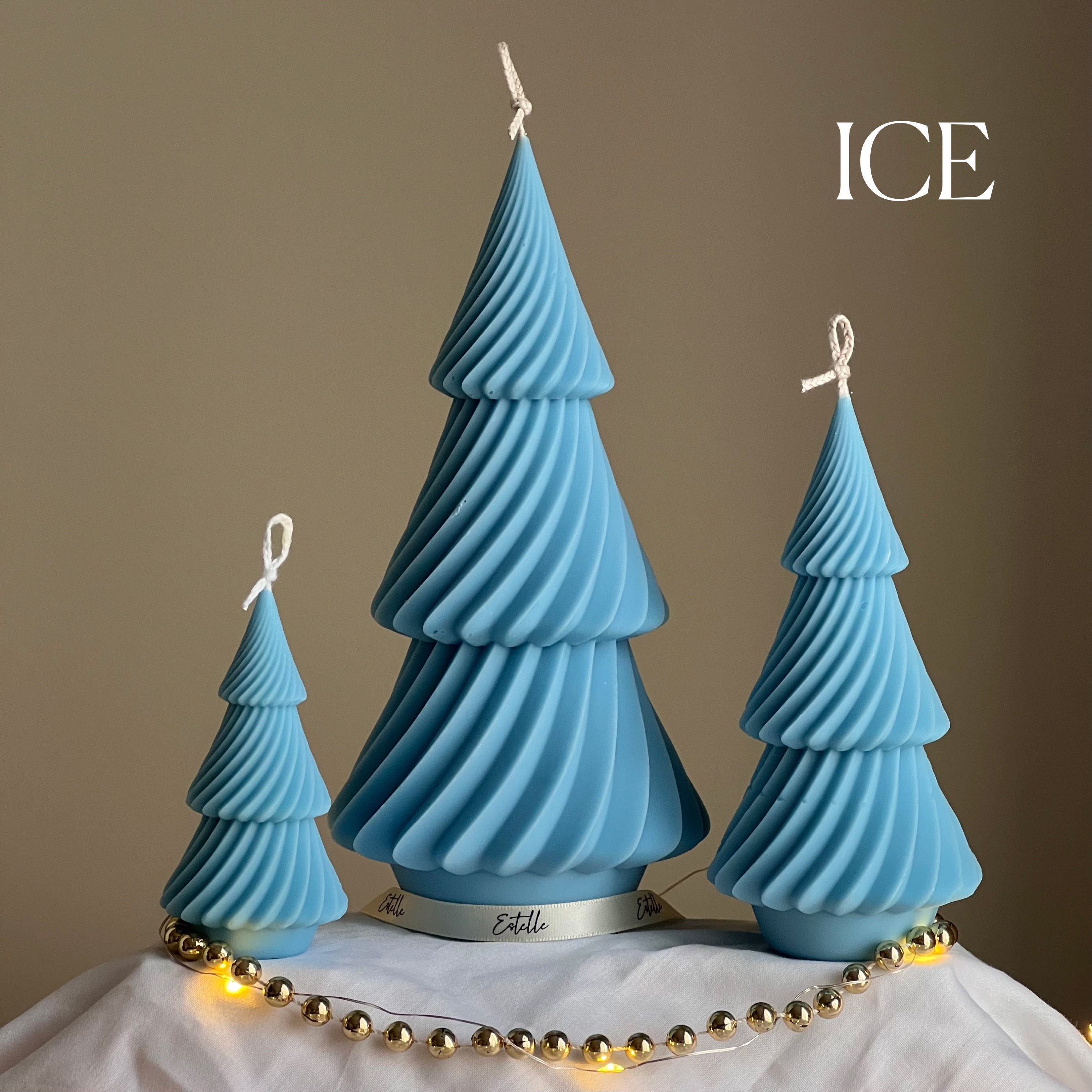 Swirl Ribbed Christmas Tree Candle: Handmade Soy Wax Decor - Etsy
