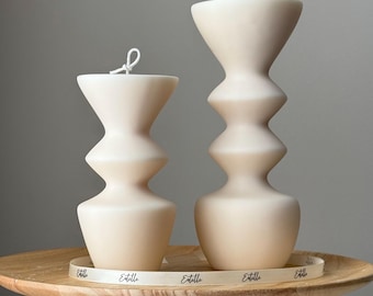 Hand Poured Soy Wax Candle Duo: Geometric Vase Pillar Candles