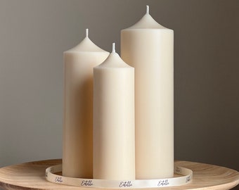 Handmade Soy Wax Pillar Candle: Unscented Decorative Candle
