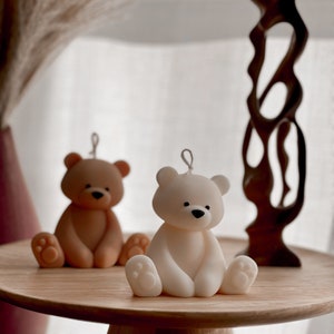 Teddy Bear Candle | Cute Decorative Pillar | Nursery Decor | Soy Wax Vegan Candle | Baby Shower Gift | Unique Candle | Unsented Soy Candle |