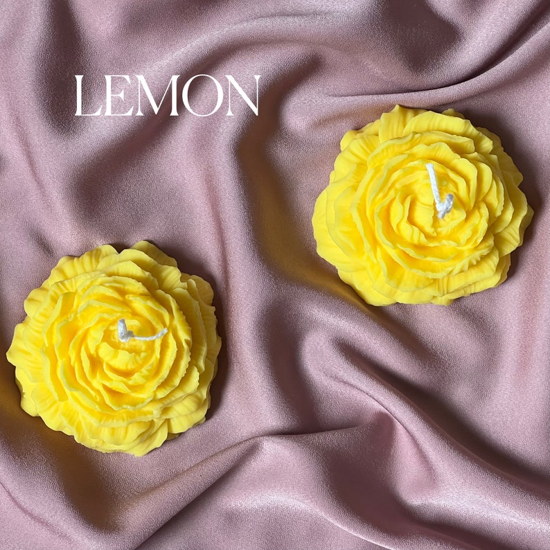 Peony Candle Soy Wax Candle Unscented Candle Flower Candle Baby Shower Favors Wedding Favors Sculptural Candle Unique Gift Lemon