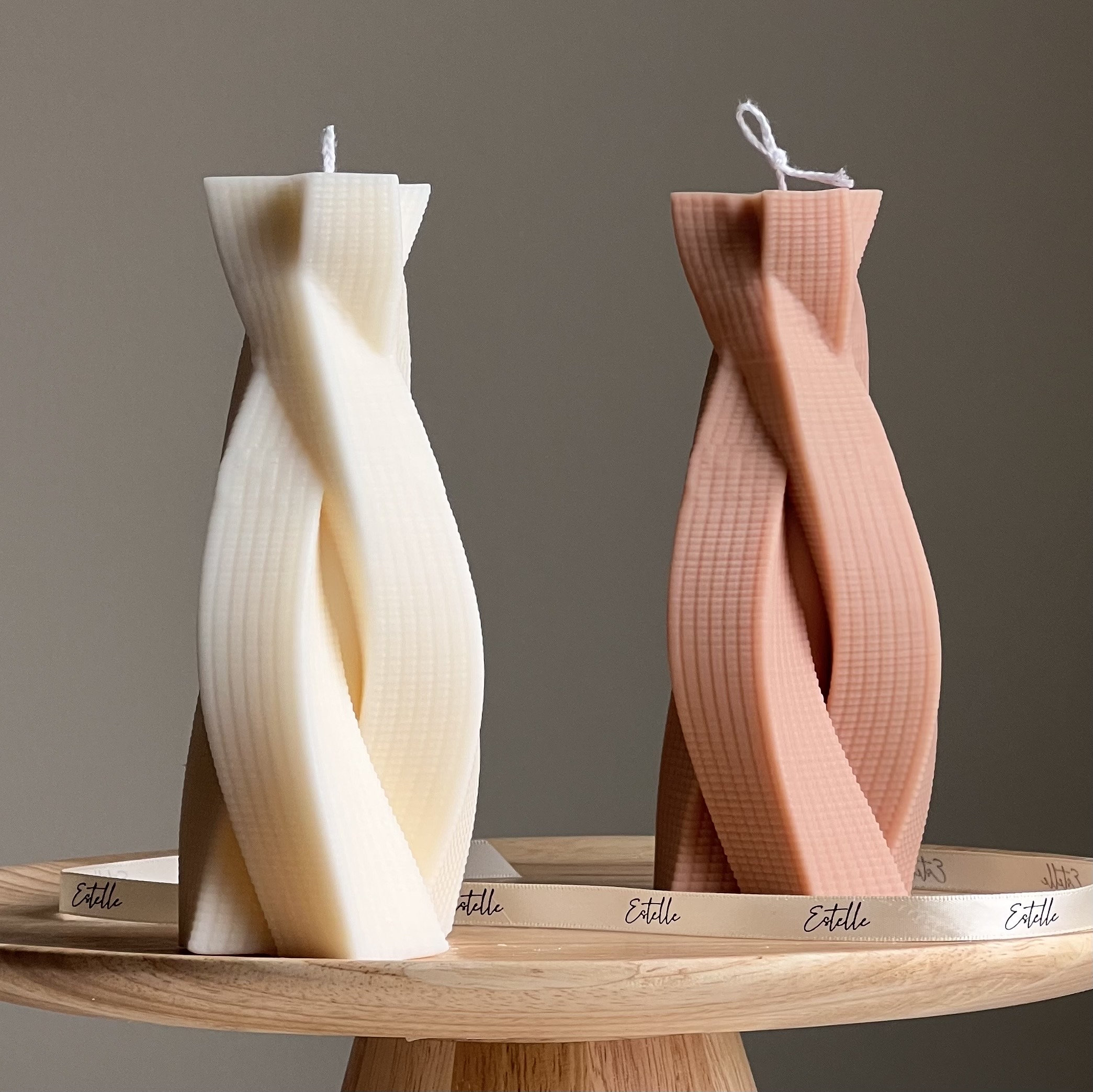 Twisted Rope Pillar Candle | Sculptural Pillar Candle| Swirl Tube Candle| Custom Color Scent| Aesthetic Soy Pillar Candle|Minimal Home Decor