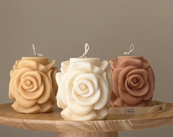 Handgemachte Rosenblüten-Kerze: Vegane Soja-Stumpenkerze