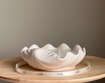 Clam Shell Soy Wax Candle in Jesmonite Vessel: Handmade Scented Candle