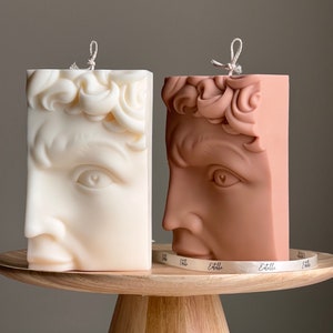 Bougie demi-tête de David | Bougie Décorative Buste Masculin | Bougie en cire de soja pilier | Décoration Intérieure Esthétique | Bougie Statue | Bougie Unique