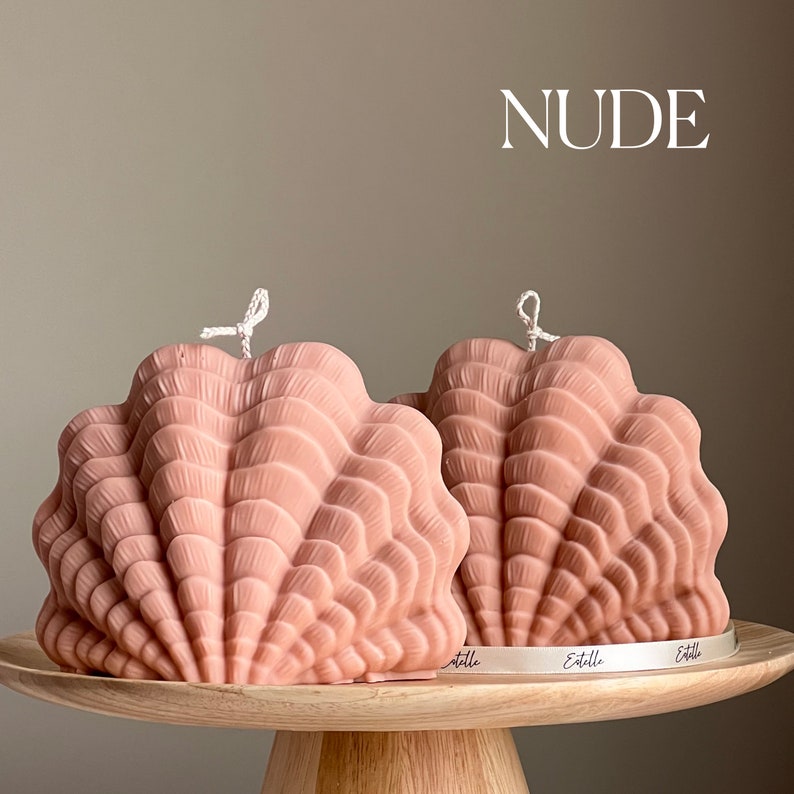 Huge Shell Candle Decorative Soy Wax Candle Clam shell candle Aesthetic Candle Pillar Candle Vegan Unique Candle Gift For Her Nude