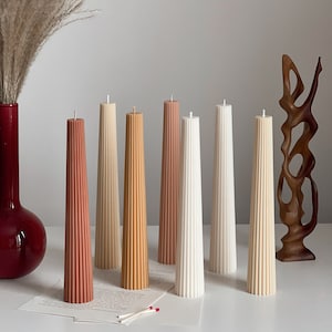 Greko Column Ribbed Candle | Ribbed Pillar Candle | Dinner Table Candle | Dinner Candle | Decorative Candle | Taper candles| Soy wax Candle