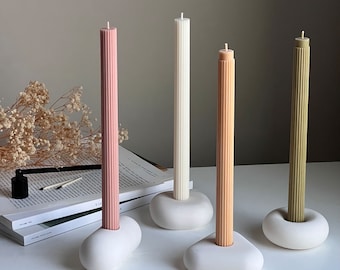 Geometric Jesmonite Candlestick Holder: Minimalist Table Decor