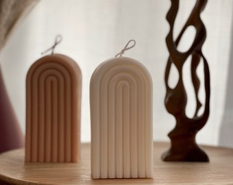 Arch Rainbow Soy Wax Candle: Decorative Vegan Pillar Candle