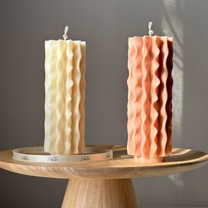 Geometric Soy Pillar Candle: Sculptural Home Decor