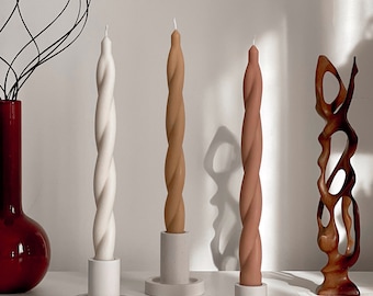 Tall Twisted Soy Wax Candle: Handmade Dinner Candle