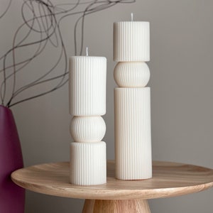 Roman Ribbed Tall Pillar Candle Set | Soy Wax Candle | Decorative Candle | Aesthetic Soy Candle | Shaped Candle | Cool Gift | Unique Candle