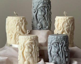 Handmade Witch Pillar Candle: Spooky Halloween Soy Wax Decor