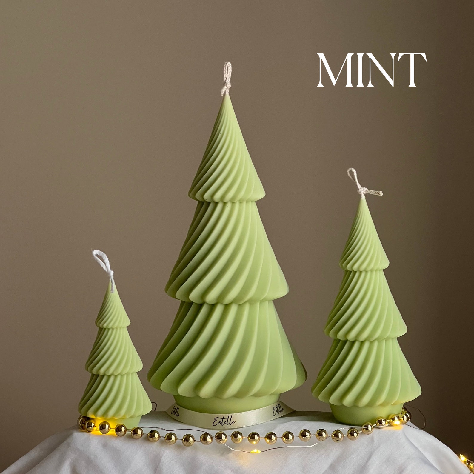 Swirl Ribbed Christmas Tree Candle: Handmade Soy Wax Decor - Etsy