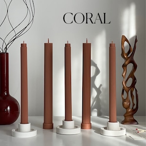 Ribbed Taper Candle | Soy Wax Candle | Decorative Candle | Handmade Gift | Pillar Candle ...