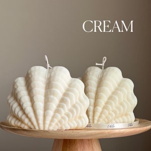 Huge Shell Candle Decorative Soy Wax Candle Clam shell candle Aesthetic Candle Pillar Candle Vegan Unique Candle Gift For Her Cream