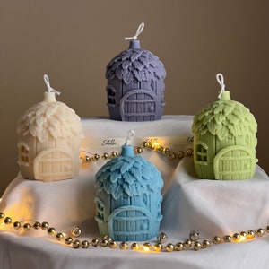 Vela de Natal Acorn House: Decoração Festiva de Soja Feita à Mão