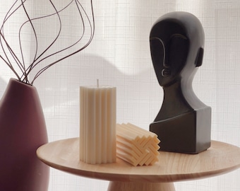 Geometric Pillar Soy Wax Candle: Modern Minimalist Decor
