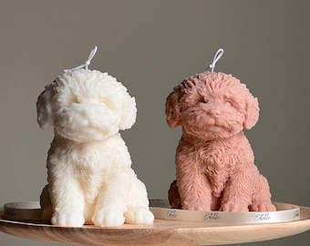 Handmade Puppy Soy Wax Candle: Sculptural Home Decor Gift